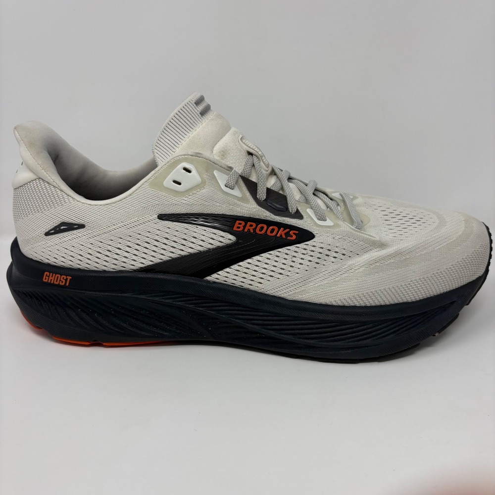 Brooks Ghost 18 Mens Size 12.5 4E Extra Wide White Black Orange Running Shoes